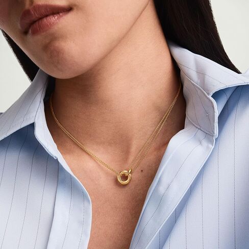 Gold Circle Pendant Necklace for Women, Interlocking Circle Necklace, Dainty Gold Necklace for Women, Gold Charm Necklace for Women, Double Circle Necklace in Saudi Arabia