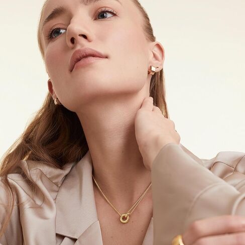 Gold Circle Pendant Necklace for Women, Interlocking Circle Necklace, Dainty Gold Necklace for Women, Gold Charm Necklace for Women, Double Circle Necklace in Saudi Arabia