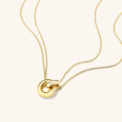 Gold Circle Pendant Necklace for Women, Interlocking Circle Necklace, Dainty Gold Necklace for Women, Gold Charm Necklace for Women, Double Circle Necklace in Saudi Arabia