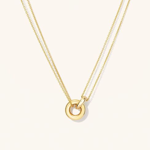 Gold Circle Pendant Necklace for Women, Interlocking Circle Necklace, Dainty Gold Necklace for Women, Gold Charm Necklace for Women, Double Circle Necklace in Saudi Arabia