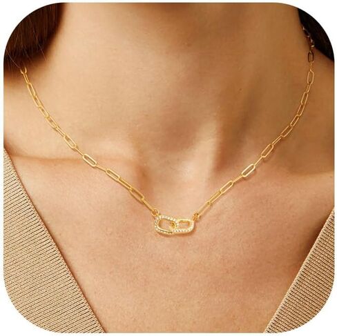 Gold Circle Pendant Necklace for Women, Interlocking Circle Necklace, Dainty Gold Necklace for Women, Gold Charm Necklace for Women, Double Circle Necklace in Saudi Arabia