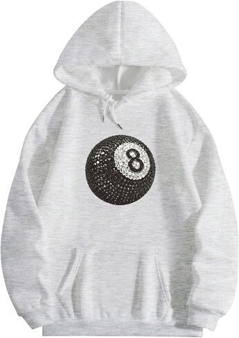 Milumia Women's Diamond Graphic 8 Ball Hoodies Loose Fit Oversized Pullover Sweatshirt in Saudi Arabia