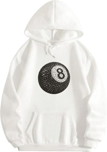 Milumia Women's Diamond Graphic 8 Ball Hoodies Loose Fit Oversized Pullover Sweatshirt in Saudi Arabia
