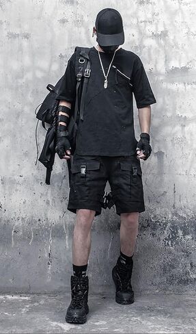 تي شيرت MOKEWEN رجالي بأكمام قصيرة من Cargo Streetwear Punk in Kuwait
