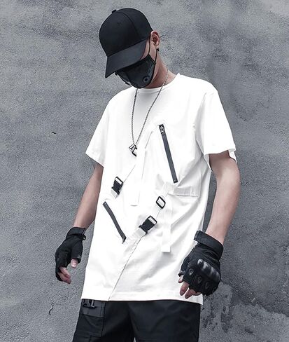 تي شيرت MOKEWEN رجالي بأكمام قصيرة من Cargo Streetwear Punk in Kuwait