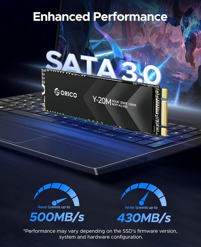 ORICO M.2 2280 SATA SSD, 256GB Internal M.2 SSD with B+M Key for Desktop/Laptop, SATA III 6Gbps NGFF Solid State Drive Low Power Consumption with 3-Year After Sale Service - Y20M in Kuwait