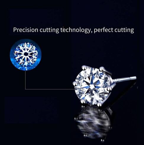 moissanite stud earrings, 0.5ct-2ct D-F Color High purity Round Cut Diamond Earrings,925 Silver 18K White Gold Plated moissanite stud earrings for Women girl Men. in Kuwait