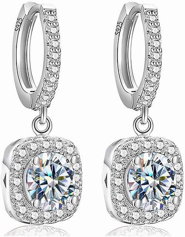 moissanite stud earrings, 0.5ct-2ct D-F Color High purity Round Cut Diamond Earrings,925 Silver 18K White Gold Plated moissanite stud earrings for Women girl Men. in Kuwait