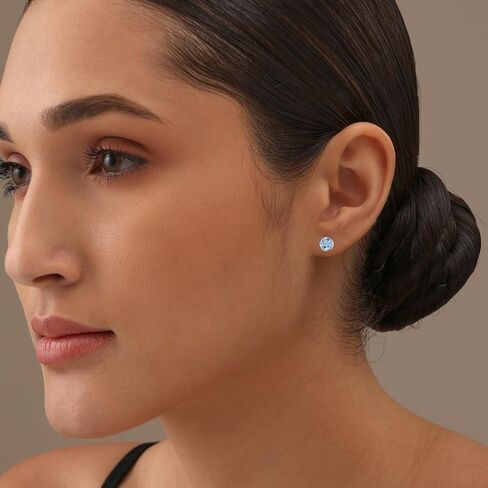 LeCalla 925 Sterling Silver Small Stud Earrings for Women | Created Birthstone Gemstone Hypoallergenic Studs Earring in Saudi Arabia