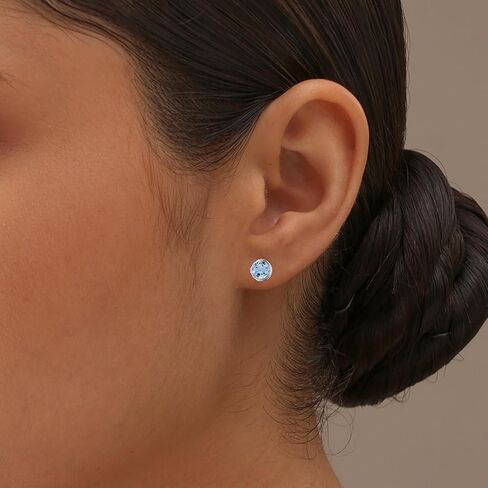 LeCalla 925 Sterling Silver Small Stud Earrings for Women | Created Birthstone Gemstone Hypoallergenic Studs Earring in Saudi Arabia