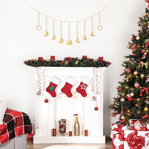 Mkono Moon Phase Wall Hanging Boho Aesthetic Room Decor Metal Moons Garland Hanging Art Bohemian Home Decoration for Girls Room Nursery Bedroom Livingroom Dorm, Ideal Gift, Black, 55" in Kuwait