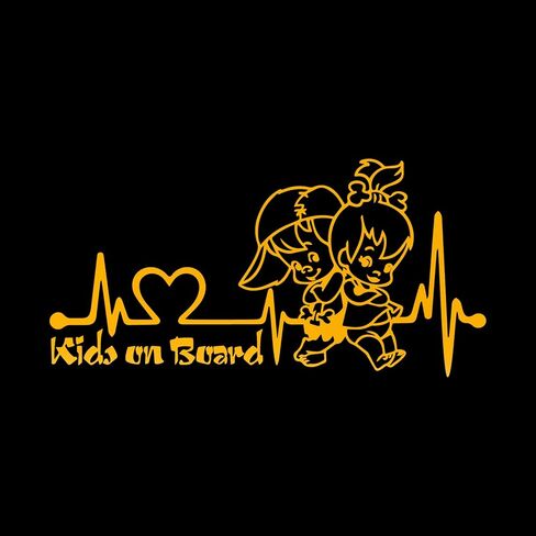 2pcs Heartbeat Kids on Board Sticker for Car Vinyl Decal Car Body Window Bumper Stickers Cute Boy and Girl Baby on Board Safety Warning Sign Laptop SUV Trucks Car Sticker and Decal (Dazzle color) in Saudi Arabia