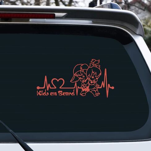 2pcs Heartbeat Kids on Board Sticker for Car Vinyl Decal Car Body Window Bumper Stickers Cute Boy and Girl Baby on Board Safety Warning Sign Laptop SUV Trucks Car Sticker and Decal (Dazzle color) in Saudi Arabia