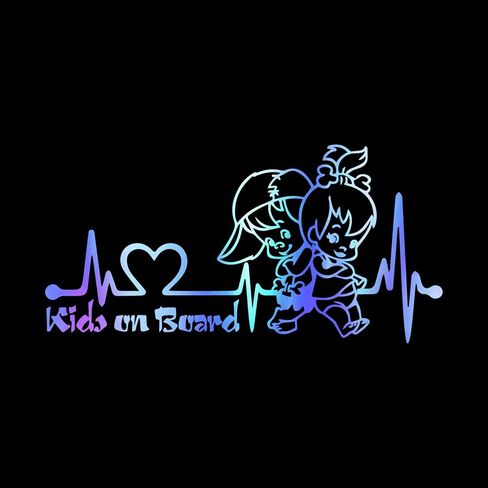 2pcs Heartbeat Kids on Board Sticker for Car Vinyl Decal Car Body Window Bumper Stickers Cute Boy and Girl Baby on Board Safety Warning Sign Laptop SUV Trucks Car Sticker and Decal (Dazzle color) in Saudi Arabia