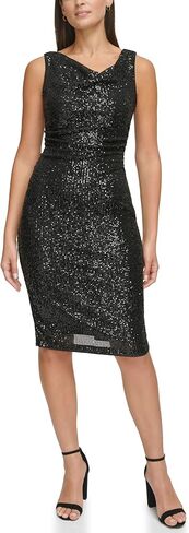 فستان نسائي من Kensie ذو رقبة متدلية مزين بالترتر in Kuwait