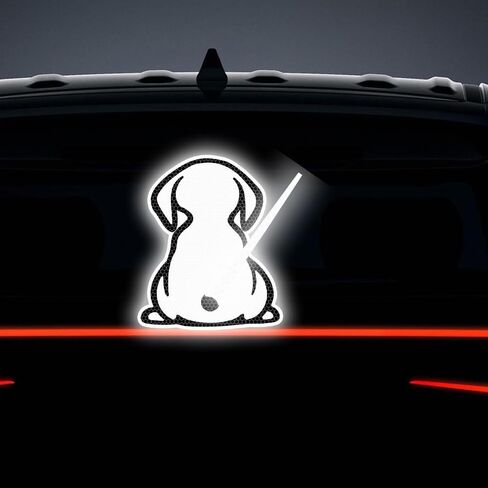 Reflective Puppy Decal for Rear Windshield,Cute Back Dog Car Sticker Rear Wiper Decal Funny Dog Moving Tail Stickers Reflecitve for Car Rear Wiper Decal (White, Filled) in Saudi Arabia