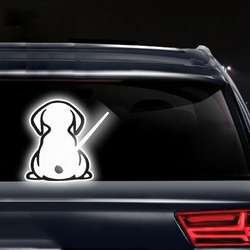 Reflective Puppy Decal for Rear Windshield,Cute Back Dog Car Sticker Rear Wiper Decal Funny Dog Moving Tail Stickers Reflecitve for Car Rear Wiper Decal (White, Filled) in Saudi Arabia