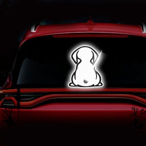 Reflective Puppy Decal for Rear Windshield,Cute Back Dog Car Sticker Rear Wiper Decal Funny Dog Moving Tail Stickers Reflecitve for Car Rear Wiper Decal (White, Filled) in Saudi Arabia