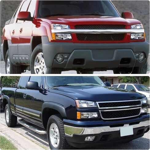 مجموعة المصابيح الأمامية DWVO متوافقة مع 2003-2006 Chevy Silverado Avalanche 1500 2500 3500 (عدسة سوداء شفافة) in Kuwait
