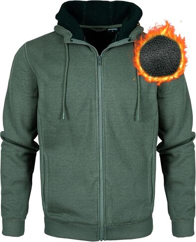 Men's Sherpa Bonded Fleece Hoodie - Warm & Comfortable Full-Zip Hoodie for Cold Weather in Saudi Arabia
