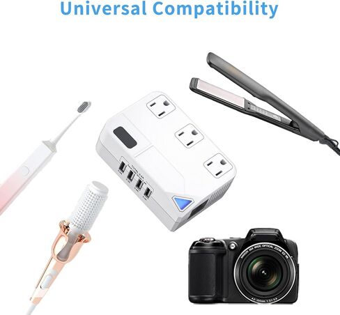 Universal Travel Converter，250W Voltage Converter with 2 USB and 2 USB-C Charging Ports and 3 AC Plugs for curlers in Saudi Arabia
