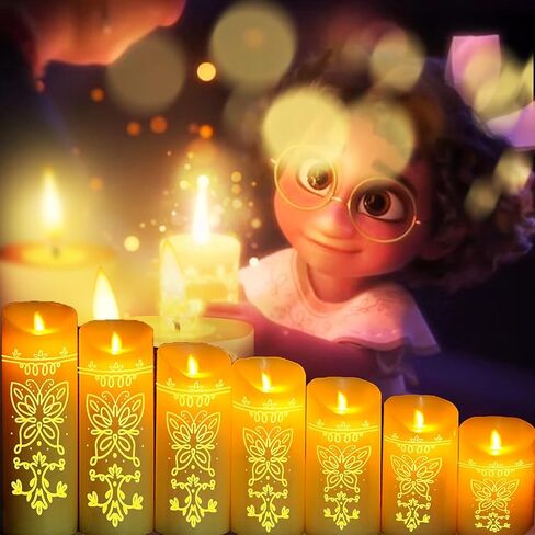 Miracle Candle,Flameless Butterfly Pattern Plastic LED Magical Wobble Candle，Wax Pillar with Moving Flame (D) in Saudi Arabia