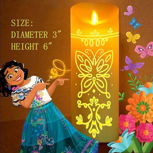 Miracle Candle,Flameless Butterfly Pattern Plastic LED Magical Wobble Candle，Wax Pillar with Moving Flame (D) in Saudi Arabia