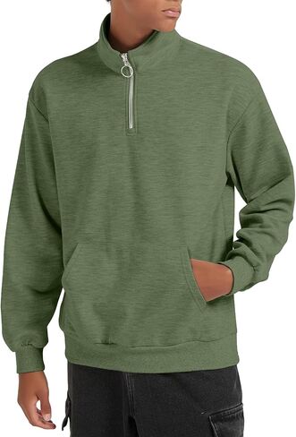 ZAFUL Pullover Sweater 1/4 Zipper Long Sleeve Sweatshirt Cotton Soft & Lightweight Tops Army Green XL in Saudi Arabia