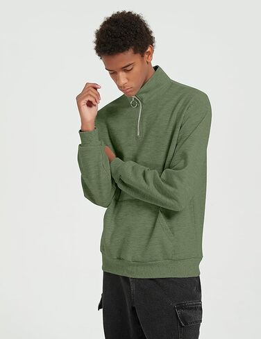 ZAFUL Pullover Sweater 1/4 Zipper Long Sleeve Sweatshirt Cotton Soft & Lightweight Tops Army Green XL in Saudi Arabia