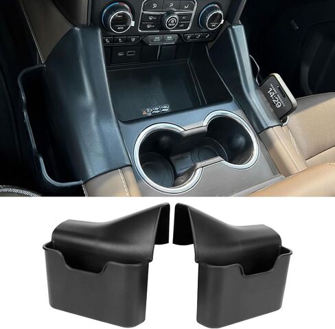 2 قطعة صينية تنظيم وحدة التحكم المركزية متوافقة مع GMC Yukon/Chevy Suburban/Tahoe 2021 2022 2023 2024 وحدة التحكم الأمامية الجانبية صندوق تخزين معلق الملحقات الداخلية (ليس للدينالي) in Kuwait