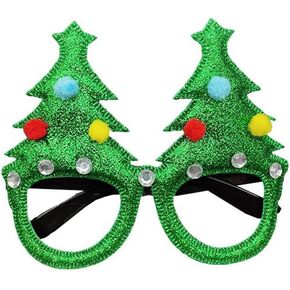 Christmas Glasses Party Decor, Christmas Glitter Party Glasses Frames Xmas Costume Eyeglasses Christmas Party Eyewear for Holiday Party Supplies