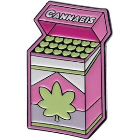 Cannabis Marijuana Weed Hemp CBD Pink Pack Cigarettes Clove Clover Smoke Smoking High 1.2" Enamel Pin Badge