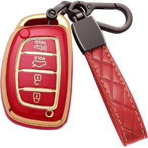 for Hyundai Key Fob Cover Soft TPU with Keychain Shell 360 Degree Full Protective Case Smart Remote Key Fob Cover for Hyundai Sonata Tucson Elantra GT Elantra Ioniq 4 Buttons, Green