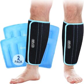 REVIX Shin Splint Ice Pack for Injuries Reusable Leg Ice Pack Wrap Cold Therapy Compression Sleeve for Swelling, Bruises and Sprains, Shin Splints Leg Pain Relief Support (1 Pack)