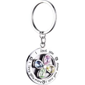 Stainless Steel Fidget Spinner Key Chain Key Ring Unique Gift for Him Her BFF Girlfriend Wife Mom Love You Most