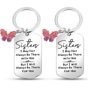 سيبا 2 قطعة هدايا أخت من الأخوات عيد ميلاد Keyrings النساء سلاسل المفاتيح سحر عيد الميلاد مضحك الصداقة الحاضر الحلي ذات مغزى مع فراشة الوردي لعيد الشكر عيد الحب (الفضة) in Kuwait