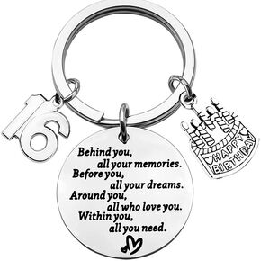 YALLNASL 16 Birthday Gift Keychain 16th Birthday Gifts for Girls Boys Behind You All Your Memories Gift Key Chain for Daughter Son 16 Yr Old Boy Girl Birthday Gifts