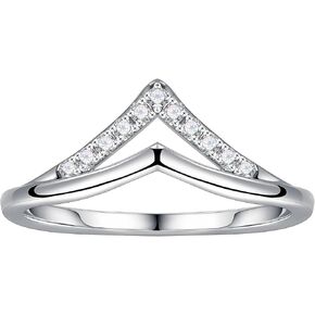 SMILEST Moissanite Double Chevron Wedding Band for Women, D Color VVS1 Clarity Lab Created Moissanite Band 18K White Yellow Rose Gold Plated 925 Sterling Silver Wedding Ring Moissanite Stackable Ring in Kuwait