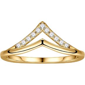 SMILEST Moissanite Double Chevron Wedding Band for Women, D Color VVS1 Clarity Lab Created Moissanite Band 18K White Yellow Rose Gold Plated 925 Sterling Silver Wedding Ring Moissanite Stackable Ring