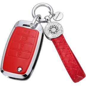 for Kia Key Fob Cover with Keychain, Key Case Protection Shell Compatible with Kia Sedona Rio Optima Soul Sportage Sorento Carens Flip Key (Model 2, White)