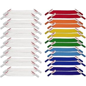uLace Classic 14 Pairs Bundle - White and Rainbow No-Tie Shoelaces - Elastic Shoe Laces for Sneakers | Stretchy, Elastic Laces | Easy Installation - 28 Laces