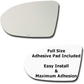 Mirror Glass + Full Size Adhesive Pad for 2016-2019 Chevrolet Cruze Driver Side Replacement (2017 2018 16 17 18 19)
