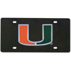 FANMATS 33622: لوحة ترخيص Miami Hurricanes ثلاثية الأبعاد باللون الأسود