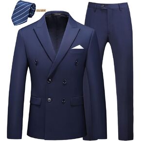 MOGU Mens 2 Piece Double Breasted Suit Slim Fit Tuxedo Blazer and Pants for Wedding Prom Homecoming