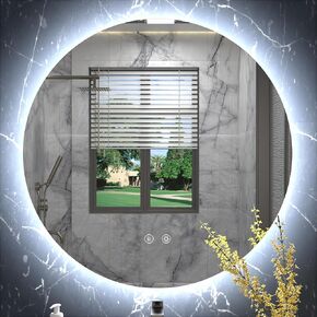 Round LED Mirror for Bathroom - 28 inch Round Mirror with LED Lighted, Backlit Bathroom Mirror, Anti-Fog, Dimmable, Touch Buttons