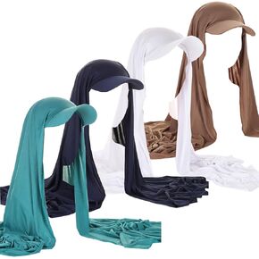 4 Pieces Instant Hijabs Chiffon Hijab Cap for Women Voile Scarf Wrap Baseball Caps Hijab Bonnet Turban