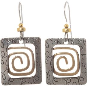 Rectangular Spiral Wire Design Dangle Earrings