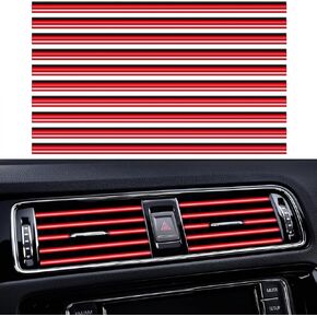 20 Pieces Universal Car Auto Air Conditioner Vent Outlet Trim Strip, Waterproof Flexible Shiny Auto Car Vent Interior Accessories for All Air Vent Outlet (20PCS - Red)