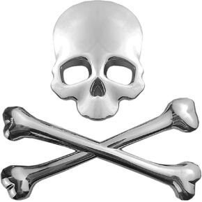 OnlyYou.X Skull Crossbones Emblem Skeleton Crossbones Badge Skull Decal Skeleton Sticker for Motocycle and Car 1 Piece Metal Black