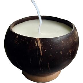 Maichanart Hand-Artistic Scented Candle: Fragrant Coconut Shell Candle (Small 4inch, Coconut)